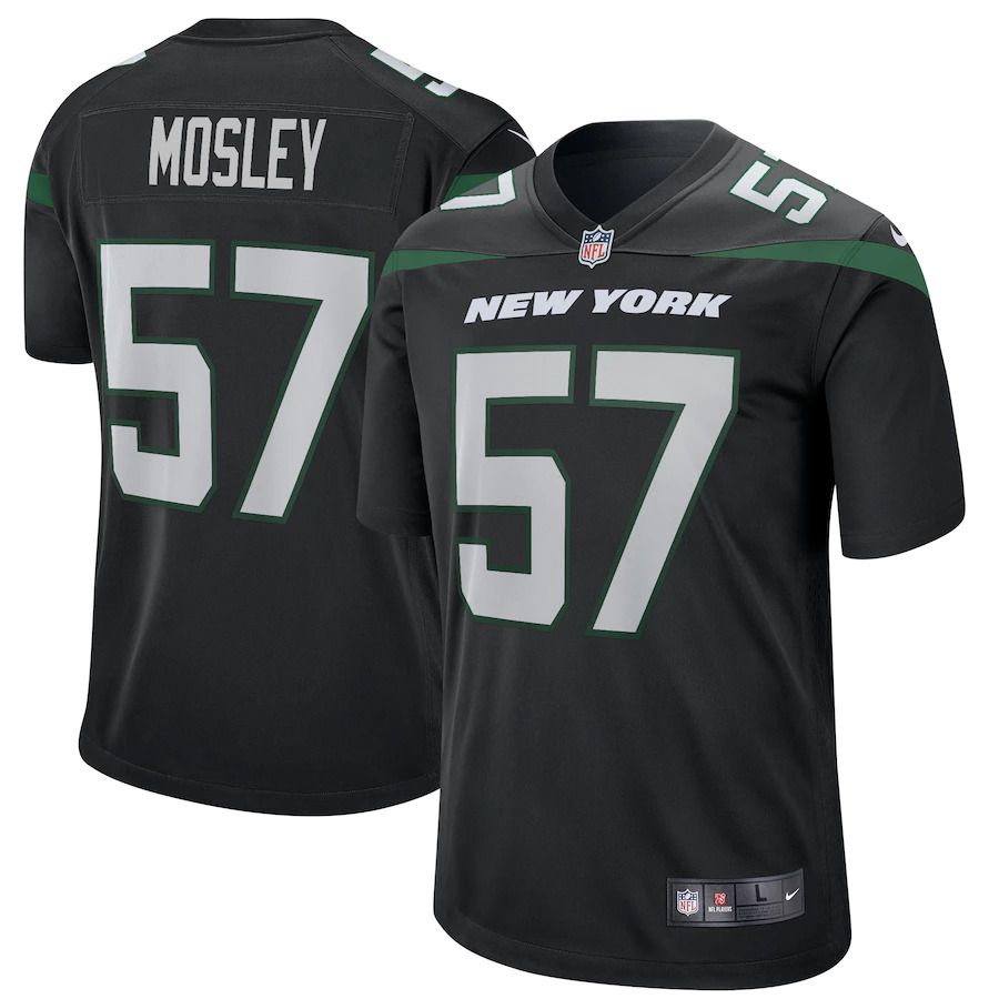Men New York Jets 57 C.J. Mosley Nike Stealth Black Game NFL Jersey